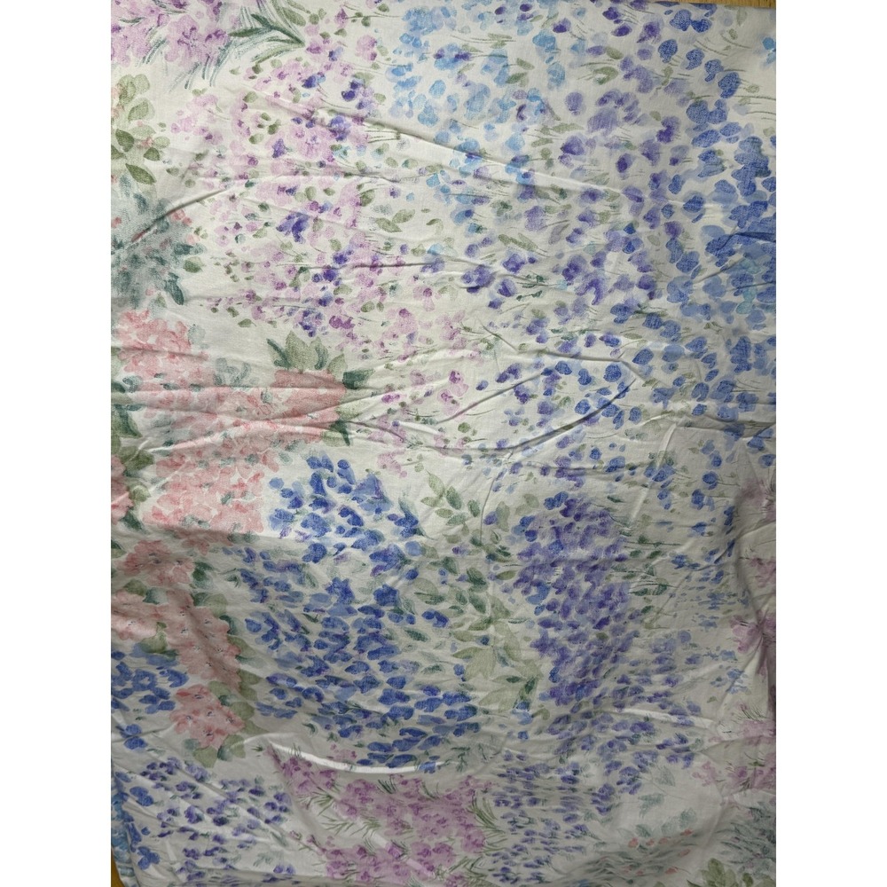 Vintage Eileen West Fitted Sheet Twin White Pastel Floral Percale Cotton USA